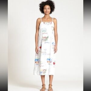 Gap Women’s World Travel Map Maldives Midi Sun Dress Santorini Cape Town Size XS